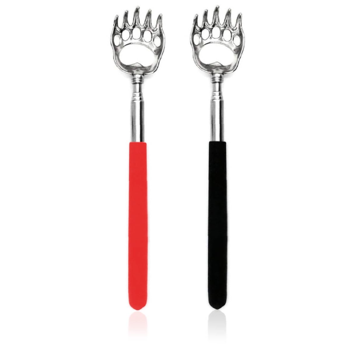 SQULIGT 2 rascadores de espalda, rascador de espalda de garra de oso, mango telescópico retráctil de metal extensible (rojo y negro)