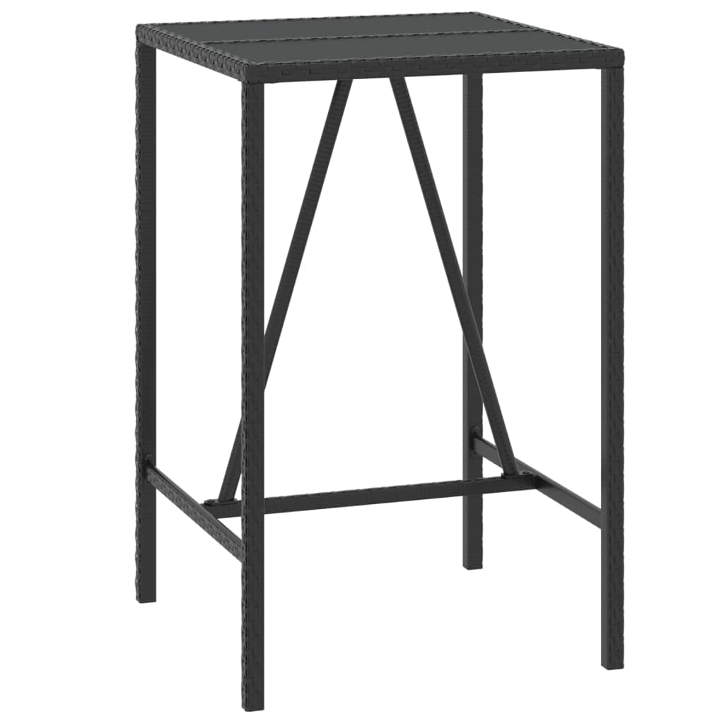 vidaXL Mesa Bar y taburetes jardín 3 pzas Madera Acacia ratán PE Negro, Mesa y taburetes Altos de jardín, Juego de Mesa y taburetes Altos, Muebles de jardín