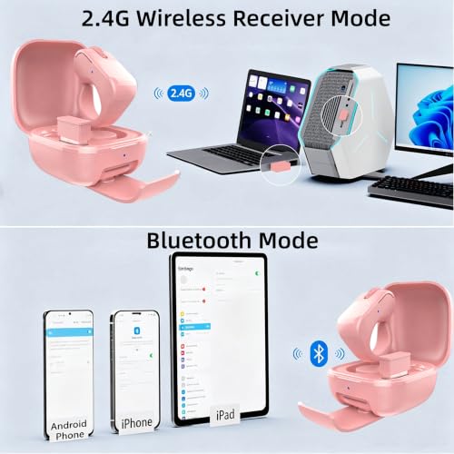 Bluetooth & 2.4GHz Wireless Dual Mode Mini Finger Ring Mouse with Touchpad — Rechargeable Pink Wearable Remote Control for TikTok, Kindle,PPT,Camera,with Charging Case,for PC,Laptop,Tablet,Phone - Image 2