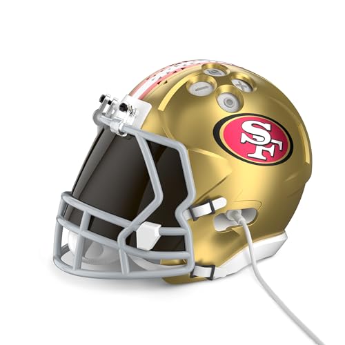 Image of NFL Echo Dot Bundle: Includes Echo Dot | Glacier White and Limited-Edition NFL Helmet Stand | San Francisco 49ers