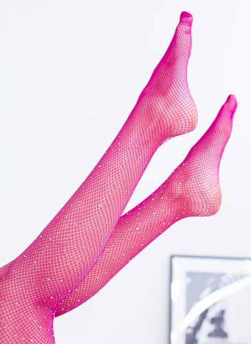 Image of Sparkle Rhinestone Fishnets High Waist Tights Party Stockings for Womens