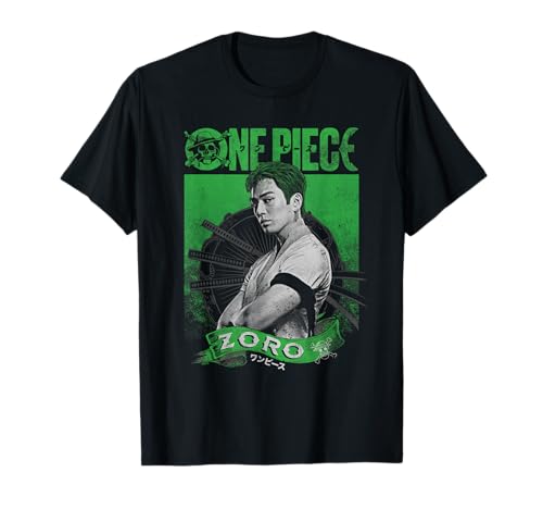 One Piece - T-Shirt Officiel Zoro Étampé - Noir - Unisex - S - Manche Courte - Coupe Classique - Imprimée Lettre - Pirate - Fans de One Piece, Pirates,...