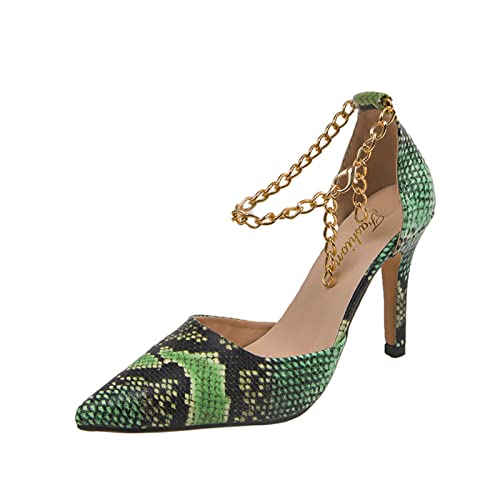 Sandales à talons hauts vertes en taille 38.5 avec boucle de fermeture pour femme