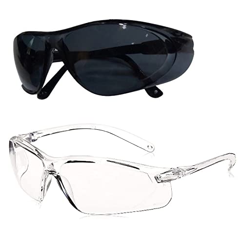 Quantum Retail - [QR9+QR4-Combo Pack] - Anti-Droplets, Anti-Fog Glasses for Construction Laboratory Outdoor Eye Protection/Dust protection Bike Riding Safety Goggle -{Free-Size}