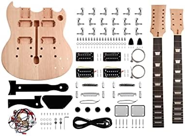 Fistrock DIY Electric Guitar Kit Double Neck Guitar Kits Beginner Kits 12 String Right Handed with Mahogany Body Mahogany Neck Rosewood Fingerboard Chrome Hardware Build Your Own Guitar.