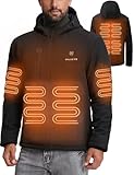 SOLJIKYE Heated Jacket for Men with 12V/20000mAh Battery Pack, Men's Winter Jackets Soft Shell Electric Heated Coat, Black, Size L