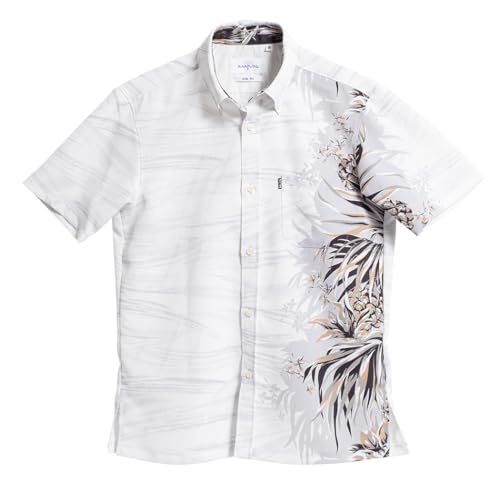 [マジュン] 国産シャツ かりゆしウェア アロハシャツ 結婚式 メンズ 半袖シャツ ボタンダウン サザンウインズ グレー Mのサムネイル