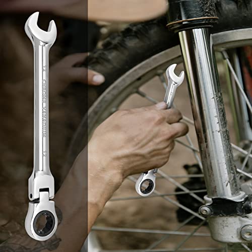 Harskiyer 12Mm Flex-Head Ratchet Wrench, Metric Ratcheting Wrench Spanner Reversible Ratcheting Wrench Flex-Head Ratcheting Combination Wrench #TOP6
