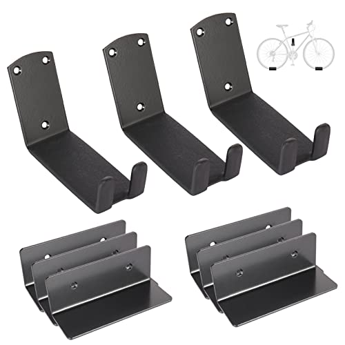 FORWODE 3 Pack Bike Wall Mount Hanger, Bike Rack for Garage, Heavy Duty Bike Storage Pedal Hooks with Rubber Pad, Max 50LB