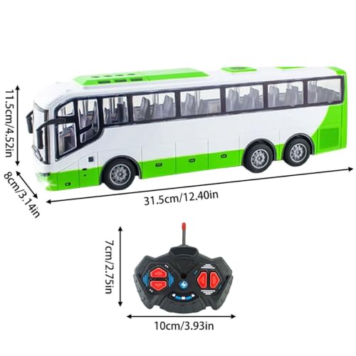 Autobús teledirigido verde de simulación, el juguete ideal para parques y salones 4