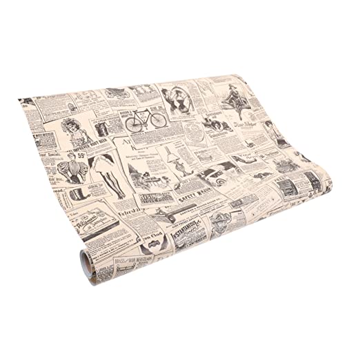 DOITOOL 2 Pintado Autoadhesivo Vintage de Periódico para Decoración de Paredes y Muebles de Usar y Removible para Cocinas y Baños