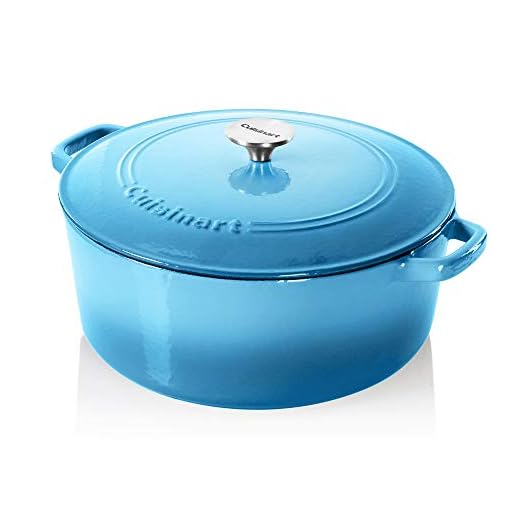 Cuisinart Chef's Classic Enameled Cast Iron Round Covered Casserole (Blue Gradient, 7- Quart)