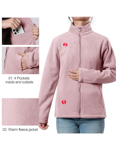 KUTOOK 3 IN 1 Winterjacke Damen Fleecejacke Lang Winter Jacke 3in1 Skijacke Wasserdicht Winddicht Funktionsjacke mit Kapuze Rosa L