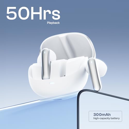 Image of Fire-Boltt Aero Fit TWS Earbuds with Custom EQ, Bluetooth 5.4 Wireless Earphones, 50H Playtime, Fast Charging Case, 50ms Low Latency Gaming & Touch Controls Polar White