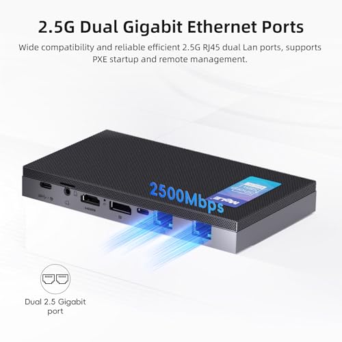 Image of MeLE QuieterDL Dual LAN Fanless Mini PC, N100 4GB 128GB Mini Computer | Dual 2.5G LAN, Full-function USB-C, 4K Triple Display, Silent Desktop, for Soft Router, Home, Office, Business