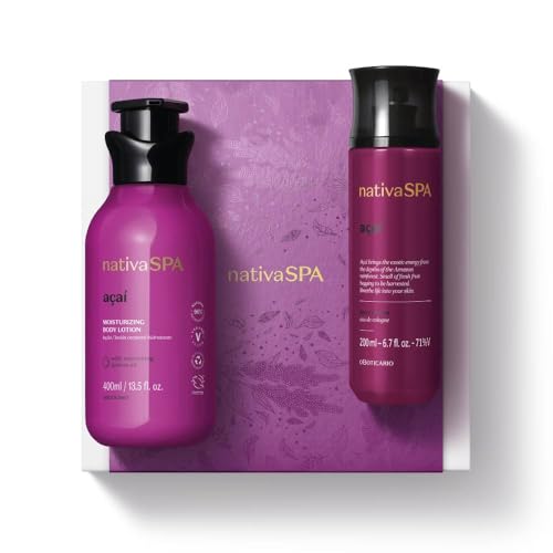 O Boticário Nativa SPA Açaí Coffret Set Regalo Cuidado de la Piel con 2 Productos | Crema Hidratante Corporal 400ml y Bruma Corporal 200ml