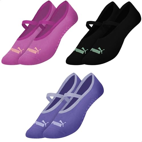 Kit 03 Pares Meias Sapatilha Puma Antiderrapante Pilates Feminino Adulto