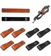 10 Pcs Long Leather Cord Organizer, Portable Earphone Cord holder Winder keeper, Leather Cable Co...