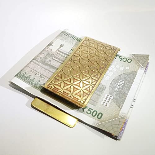 Image of Money Clips in Brass Front Pocket Minimalist Slim Credit Card Holder, Cash Clip Size: 3cm x 7.5cm