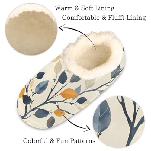 Colored Leaves Printed Slippers for Women Slipper Socks Soft Fuzzy House Slippers Shoes for Indoor Bedroom, Winter Cozy Christmas Gifts2