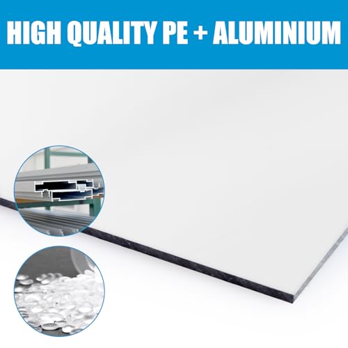 WOPPLXY 8 Stück Aluverbundplatte 3mm Dick, 30x30cm Aluminium Platte für Innen, Draußen, Werbeschild, Wandverkleidung (Weiß)