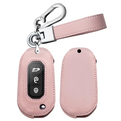 Étui de clé en cuir pour Ford Territory EV | Protection 3 boutons rose