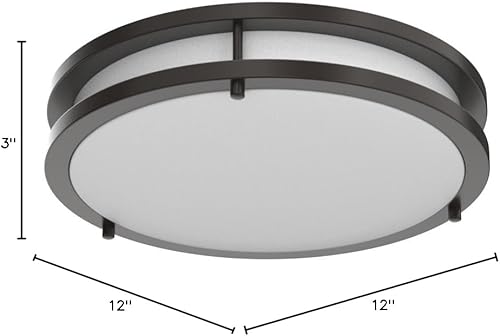 Miniatura 9 de LB72160 - Lámpara de techo LED empotrada, 12 pulgadas, 15 W (equivalente a 150 W) regulable 1200 lm, luz diurna de 5000 K, lámpara redonda de bronce