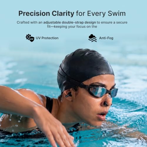 Image of CULT Swimming Cap Goggles with Ear Plugs & Nose Clip Set for Men & Women, Anti-Fog Swimming Goggles with Adjustable Strap, Silicone Swim Cap Combo for Training, Pool & Fitness, Black