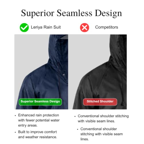 Image of Leriya Fashion Raincoat for Men Waterproof with Hooded Cap | Lightweight Windproof Rainsuit Jacket for Men Waterproof | 2-Piece Raincoat with Button Closure | Rainwear Ideal for Bike Riding & Travel