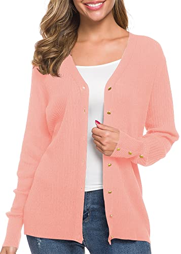 Urban CoCo Women's Long Sleeve Soft Metallic Button Down V Neck Knit Sweater Cardigan4