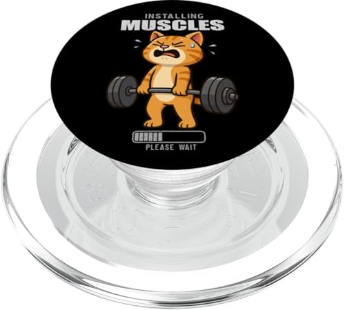 Gatto Palestra Ratto Installazione Muscolare Deadlift Sollevamento Mamma Papà PopSockets PopGrip per MagSafe