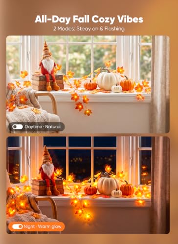 2 Pack Fall Garland with Lights Total 20Ft 40LED Fall Decor - image 7