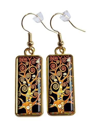 Generic - Boucles d'oreilles rectangulaire Arbre de vie Gustav Klimt peinture retro tableau