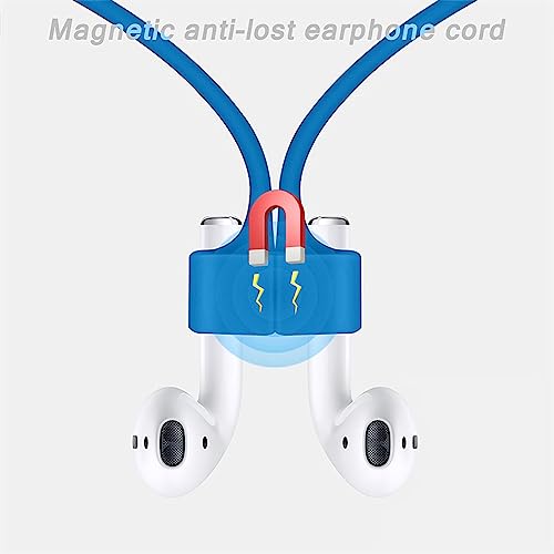 Image of LIRAMARK Magnetic Anti-Lost Strap Silicone Rope Wire Cable Connector String for AirPods Pro /Aipods Pro 2 / Airpods 1,2&3 / Earbuds (Sky Blue)