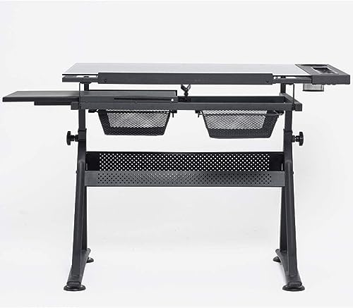 Height Adjustable Drawing Desk, Tiltable Craft Table with Storage, Large Art Desk, for Drafting Table(