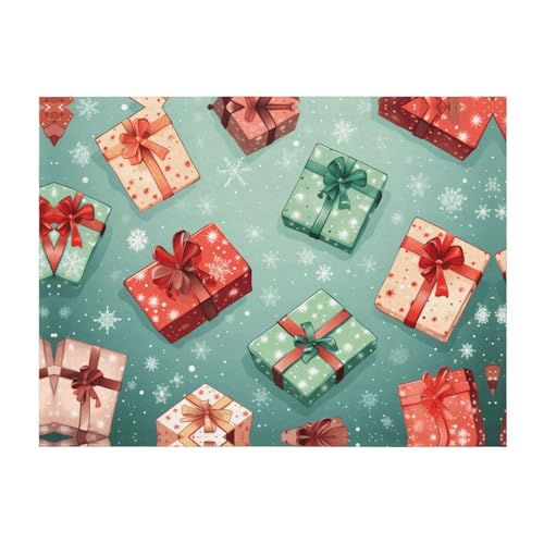 PHAYAH Manta de franela con patrón de caja de regalo de 60 x 50 pulgadas para sofá, cama, noche de cine, campamento y viaje