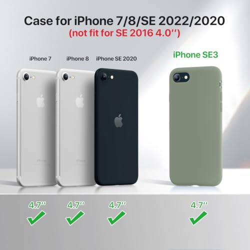 Image of Miracase Ultra Slim Designed for iPhone SE Case 2022(3rd Gen) /iPhone SE 2020 Case(2nd Gen) /iPhone 7 Case /iPhone 8 Case with Screen Protector, Multi-Color Silicone Shockproof Phone Case Patina Green