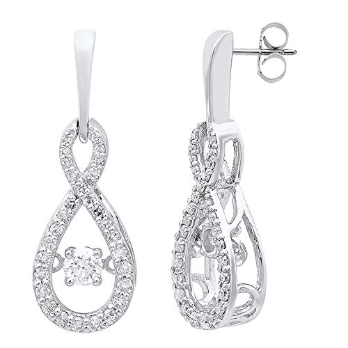 Dazzlingrock Collection 0.60 Carat (Ctw) 10K Round Dancing Diamond Ladies Infinity Loop Drop Earrings, White Gold #TOP10