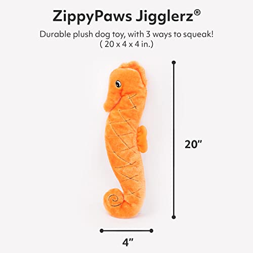 ZippyPaws - Jigglerz Tough Stuffing Squeaky Plush Dog Toy, Ocean Themed Toys - Seahorse, 20 x 4 x 4 in - Image 2