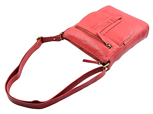 Bolso bandolera de piel para mujer HOL360 rojo bandoleras de cuero 5