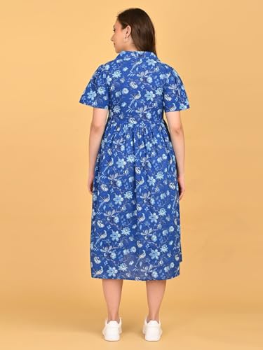 Image of The Mom Store Maternity and Nursing Dress | Pre and Post Pregnancy Dress for Womens | Zipper /Button Opening | Causal Wear | Trendy Stylish Causal Dresses for New Moms