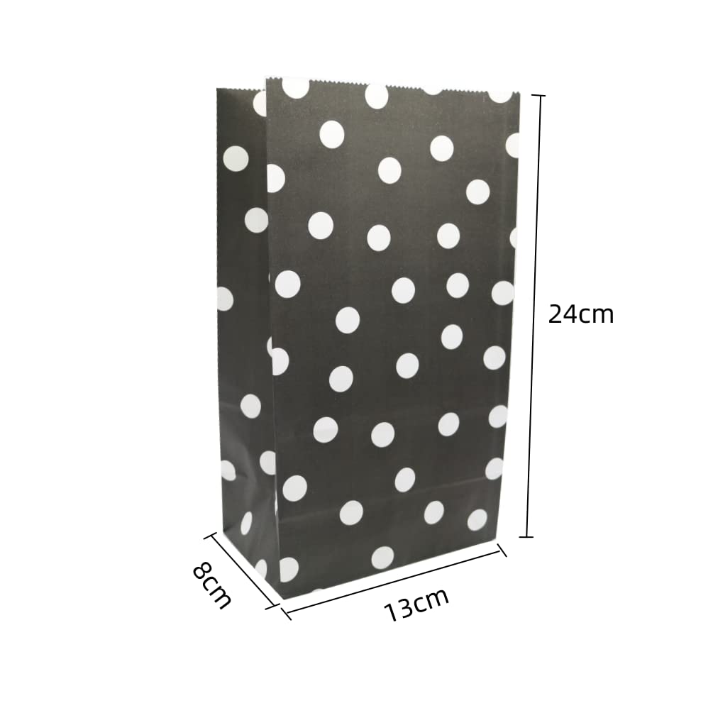 EMAAN Orange and Black Dots Party Favor Bags 5.1 x 3.1 x 9.4 Inch for Birthday Bachelor Halloween Party Supplies (24 Count)