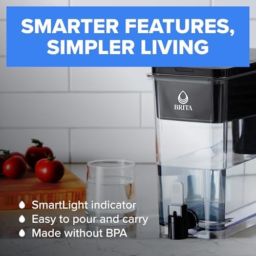 Brita Extra-Large 27-Cup Water Filter Dispenser with Standard Filter, WQA NSF/ANSI Certified, Removes Chlorine Taste & Odor, Reduces Zinc Copper & Mercury, BPA-Free, 1 Filter Included, Lasts 2 Months — view 3