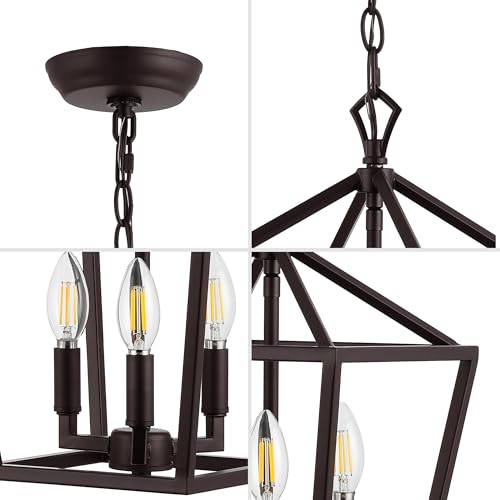 Image of JONATHAN Y Ojai Pagoda Pendant Lantern 10 inch, Oil Rubbed Bronze