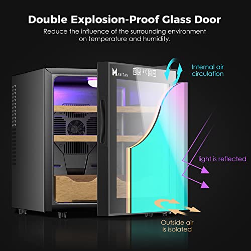 Manitan 50L Electric Humidor For 300 Cigars Cooler Humidor Spanish Cedar Wood Shelves 54-73℉ Temperature And Buit-In Hygrometer For Gift #TOP1