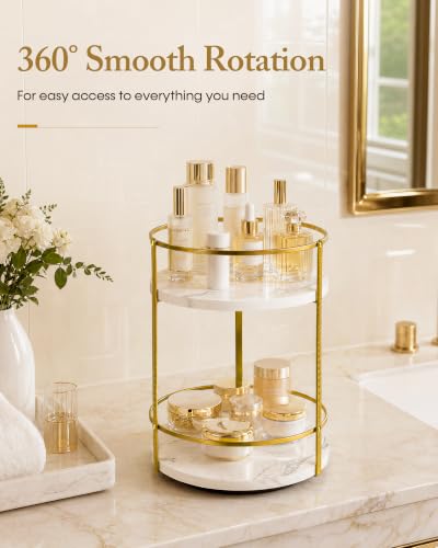 OHOBOX Rotating Bathroom Counter Organizer, 2-Tier Makeup Organizer - image 2