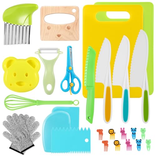 MIILLPOP Kindermesser, 27-teiliges Kinder Küchenmesser Set, Kinder Sicherheit Kochmesser, Montessori Messer Set, Kinder Kochset mit Holzmesser Obstmesser Gemüsemesser Schneidebrett MIILLPOP Kindermesser, 27-teiliges Kinder Küchenmesser Set, Kinder Sicherheit Kochmesser, Montessori Messer Set, Kinder Kochset mit Holzmesser Obstmesser Gemüsemesser Schneidebrett