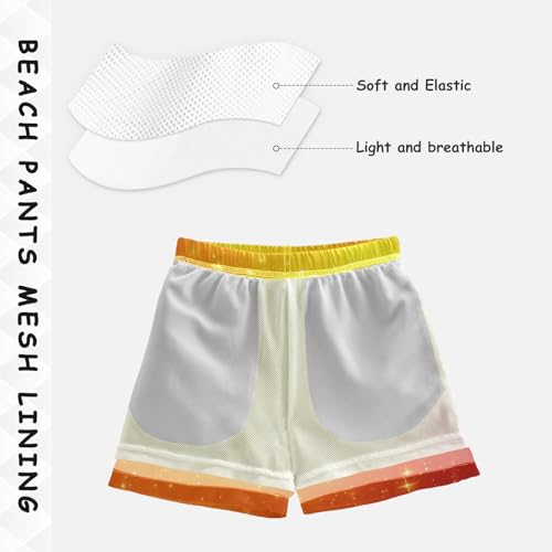 Pigsaly Boys Swim Trunks Bright Orange Golden Yellow Gradient Flashing Glitter Boys Board Shorts Swimsuit Swimwear 3T4