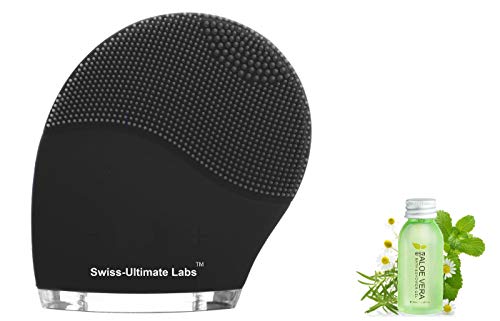 Swiss-Ultimate Labs Sonic Perfect Curve Silicone 3-in-1 Deep Face Cleansing Brush, 14 Power Modes for Men & Women, Smoother Shave, USB Charging & Waterproof w/Bonus Herbal Face Wash Sample
