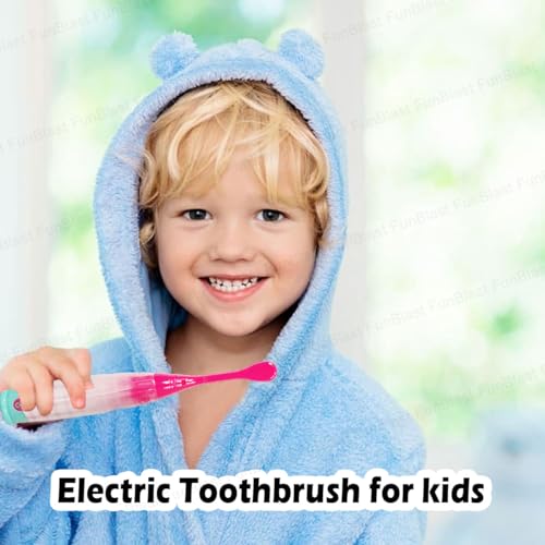 Image of FunBlast Cartoon Electric Toothbrushes For Girls,Vibrating Motion Toothbrushes With Replacement Brush Head,Soft Electric Battery Powered Toothbrushes For 3+ Years Kids (Battery Included,Pink),1 count